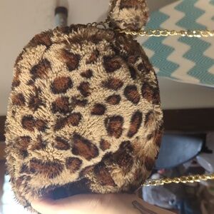 Leopard Print Kids Furry Bag